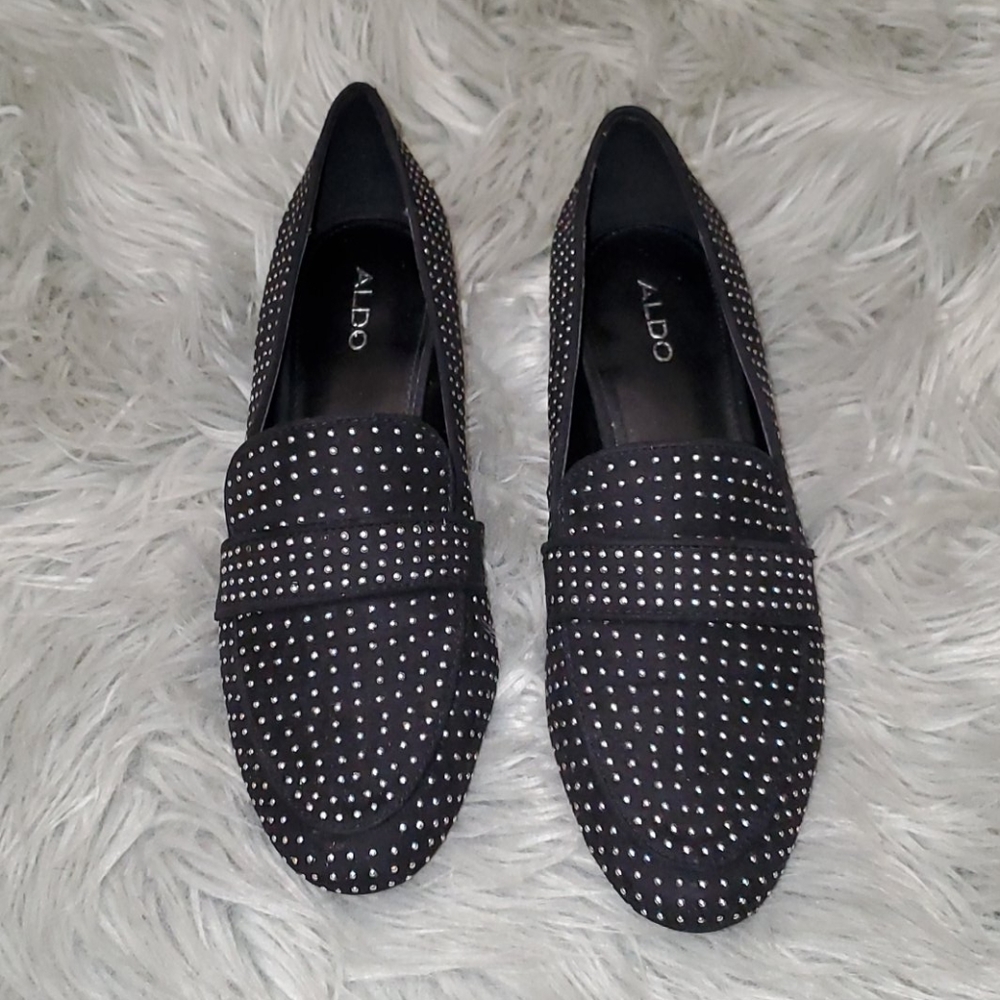 Silver Studded Black Loafers